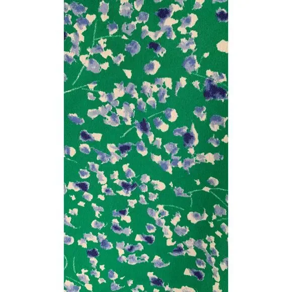 Banana Republic Floral Asymmetrical Sleeveless Dress Womens 10 Green Blue Satin - Picture 5 of 9